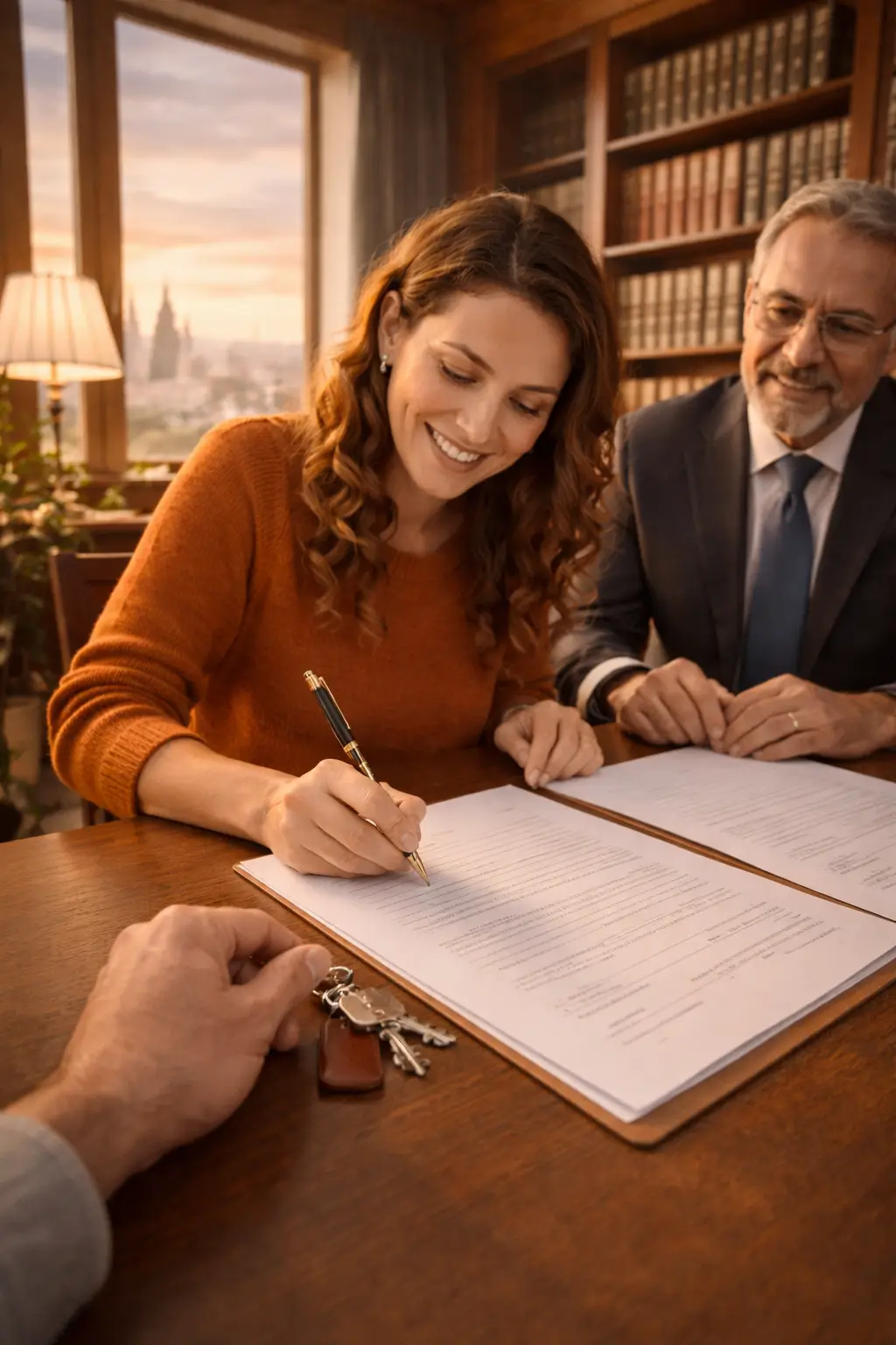 un trato de compraventa en una notaria